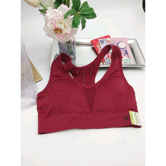 Marika Women Junior Sports Bra Performance Seamless RED Wine Sz M (34C/36B) New - Picture 1 of 4